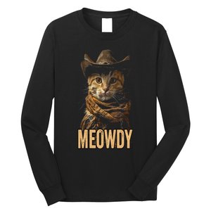 Meowdy Cat Meowdy Cowboy Cat Country Western Long Sleeve Shirt