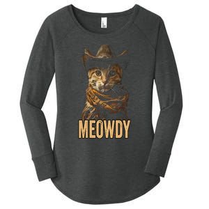 Meowdy Cat Meowdy Cowboy Cat Country Western Women's Perfect Tri Tunic Long Sleeve Shirt