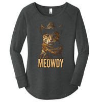 Meowdy Cat Meowdy Cowboy Cat Country Western Women's Perfect Tri Tunic Long Sleeve Shirt