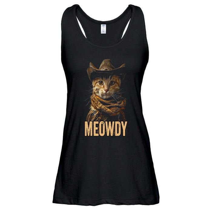 Meowdy Cat Meowdy Cowboy Cat Country Western Ladies Essential Flowy Tank