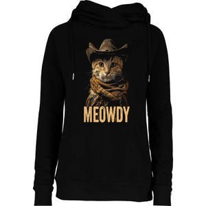 Meowdy Cat Meowdy Cowboy Cat Country Western Womens Funnel Neck Pullover Hood