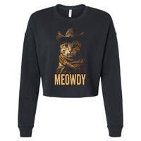 Meowdy Cat Meowdy Cowboy Cat Country Western Cropped Pullover Crew