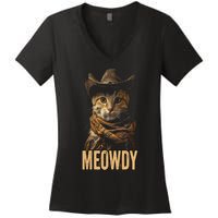 Meowdy Cat Meowdy Cowboy Cat Country Western Women's V-Neck T-Shirt