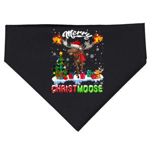 Merry Christmoose Merry Christmas Xmas Lights Santa Moose Long Sleeve USA-Made Doggie Bandana