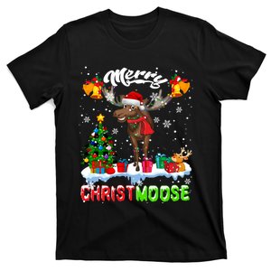 Merry Christmoose Merry Christmas Xmas Lights Santa Moose Long Sleeve T-Shirt