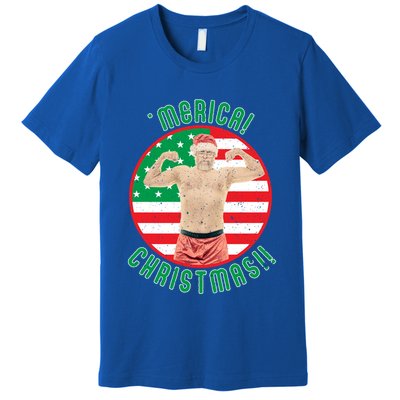 Merica Christmas Murica Usa America American Flag Santa Dad Great Gift Premium T-Shirt
