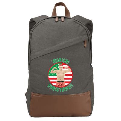 Merica Christmas Murica Usa America American Flag Santa Dad Great Gift Cotton Canvas Backpack