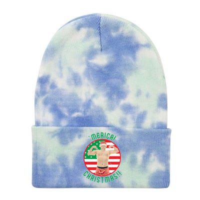 Merica Christmas Murica Usa America American Flag Santa Dad Great Gift Tie Dye 12in Knit Beanie