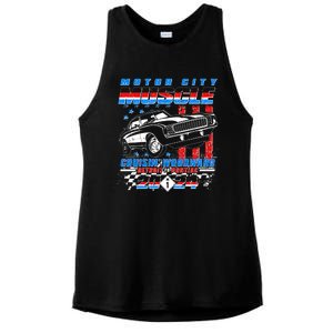 Motor City Muscle Cruisin Woodward Detroit To Pontiac 2024 Ladies PosiCharge Tri-Blend Wicking Tank