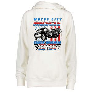 Motor City Muscle Cruisin Woodward Detroit To Pontiac 2024 Womens Funnel Neck Pullover Hood