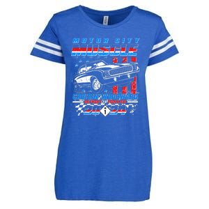 Motor City Muscle Cruisin Woodward Detroit To Pontiac 2024 Enza Ladies Jersey Football T-Shirt