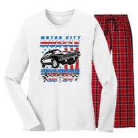 Motor City Muscle Cruisin Woodward Detroit To Pontiac 2024 Women's Long Sleeve Flannel Pajama Set 