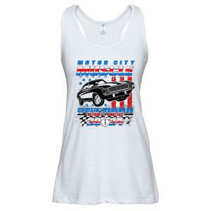 Motor City Muscle Cruisin Woodward Detroit To Pontiac 2024 Ladies Essential Flowy Tank