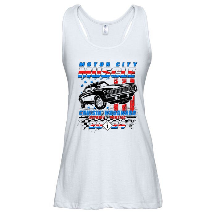 Motor City Muscle Cruisin Woodward Detroit To Pontiac 2024 Ladies Essential Flowy Tank