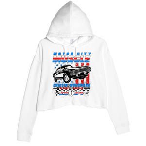 Motor City Muscle Cruisin Woodward Detroit To Pontiac 2024 Crop Fleece Hoodie