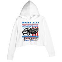 Motor City Muscle Cruisin Woodward Detroit To Pontiac 2024 Crop Fleece Hoodie