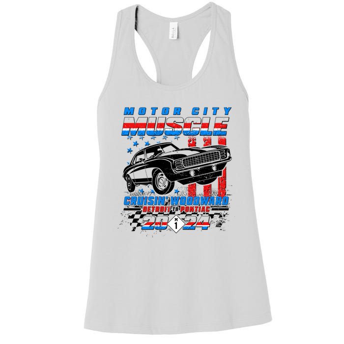 Motor City Muscle Cruisin Woodward Detroit To Pontiac 2024 Women's Racerback Tank