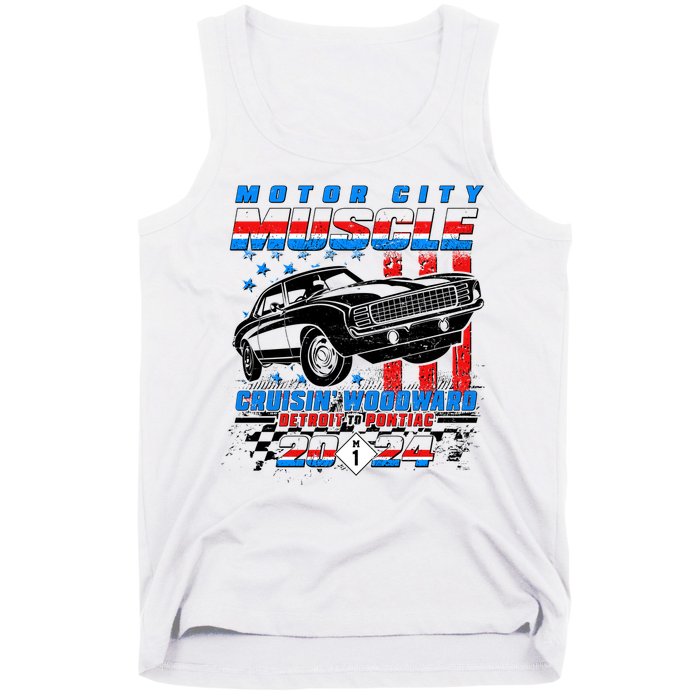 Motor City Muscle Cruisin Woodward Detroit To Pontiac 2024 Tank Top