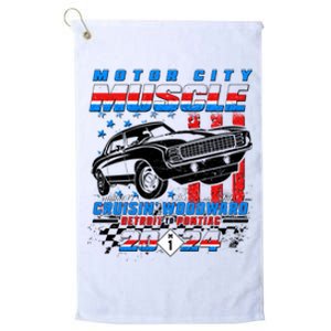 Motor City Muscle Cruisin Woodward Detroit To Pontiac 2024 Platinum Collection Golf Towel