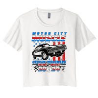 Motor City Muscle Cruisin Woodward Detroit To Pontiac 2024 Women's Crop Top Tee