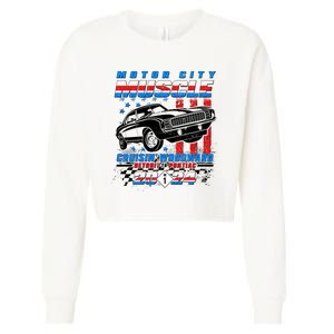 Motor City Muscle Cruisin Woodward Detroit To Pontiac 2024 Cropped Pullover Crew