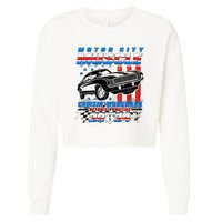 Motor City Muscle Cruisin Woodward Detroit To Pontiac 2024 Cropped Pullover Crew