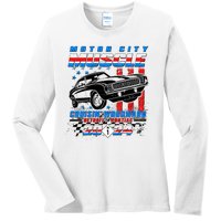 Motor City Muscle Cruisin Woodward Detroit To Pontiac 2024 Ladies Long Sleeve Shirt