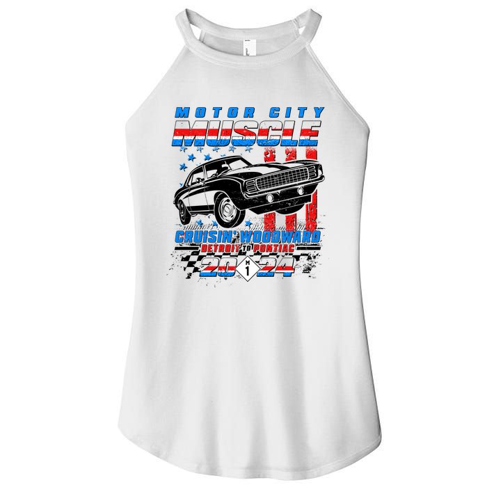 Motor City Muscle Cruisin Woodward Detroit To Pontiac 2024 Women's Perfect Tri Rocker Tank