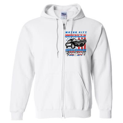 Motor City Muscle Cruisin Woodward Detroit To Pontiac 2024 Full Zip Hoodie