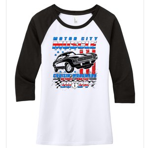 Motor City Muscle Cruisin Woodward Detroit To Pontiac 2024 Women's Tri-Blend 3/4-Sleeve Raglan Shirt