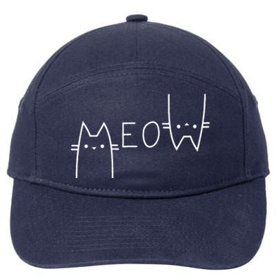 Meow Cat Meow Kitty Funny Cats Mom And Cat Dad 7-Panel Snapback Hat