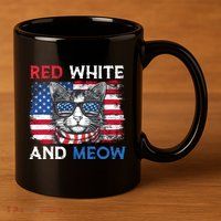 Meowica Cat 11oz C Handle Ceramic Mug