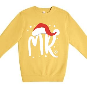 Matching Couples Mr Mrs Wedding Christmas Ugly Santa Hat Gift Premium Crewneck Sweatshirt