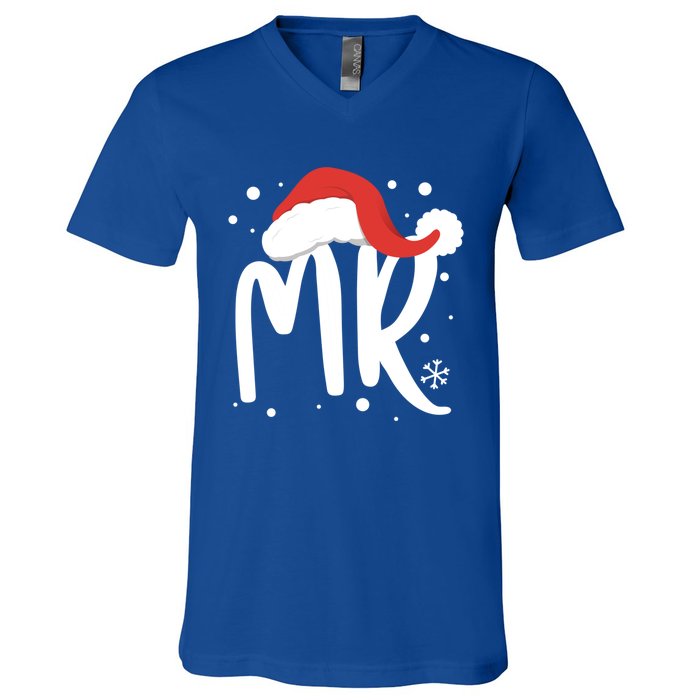 Matching Couples Mr Mrs Wedding Christmas Ugly Santa Hat Gift V-Neck T-Shirt