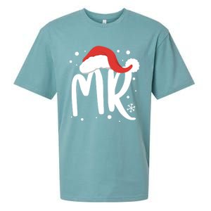 Matching Couples Mr Mrs Wedding Christmas Ugly Santa Hat Gift Sueded Cloud Jersey T-Shirt