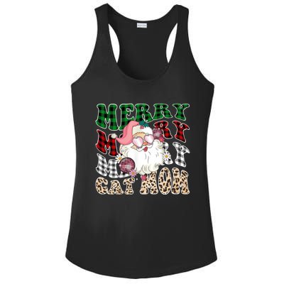 Merry Cat Mom Santa Leopard Plaid Christmas Cat Mom Meaningful Gift Ladies PosiCharge Competitor Racerback Tank