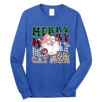 Merry Cat Mom Santa Leopard Plaid Christmas Cat Mom Meaningful Gift Long Sleeve Shirt