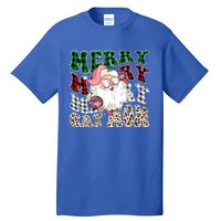 Merry Cat Mom Santa Leopard Plaid Christmas Cat Mom Meaningful Gift Tall T-Shirt