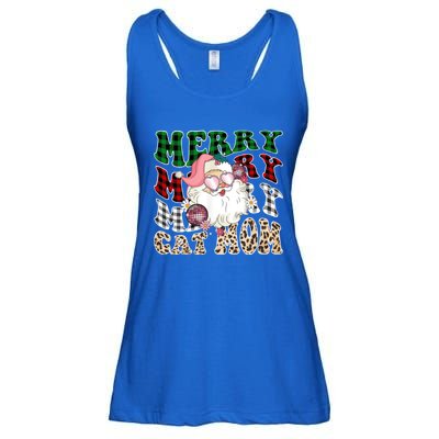 Merry Cat Mom Santa Leopard Plaid Christmas Cat Mom Meaningful Gift Ladies Essential Flowy Tank