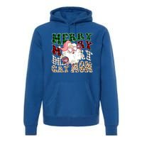 Merry Cat Mom Santa Leopard Plaid Christmas Cat Mom Meaningful Gift Premium Hoodie