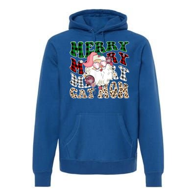 Merry Cat Mom Santa Leopard Plaid Christmas Cat Mom Meaningful Gift Premium Hoodie