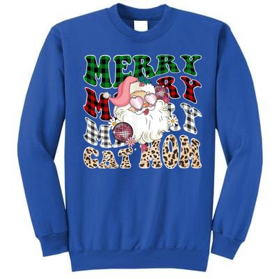 Merry Cat Mom Santa Leopard Plaid Christmas Cat Mom Meaningful Gift Tall Sweatshirt