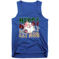 Merry Cat Mom Santa Leopard Plaid Christmas Cat Mom Meaningful Gift Tank Top