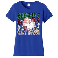 Merry Cat Mom Santa Leopard Plaid Christmas Cat Mom Meaningful Gift Women's T-Shirt