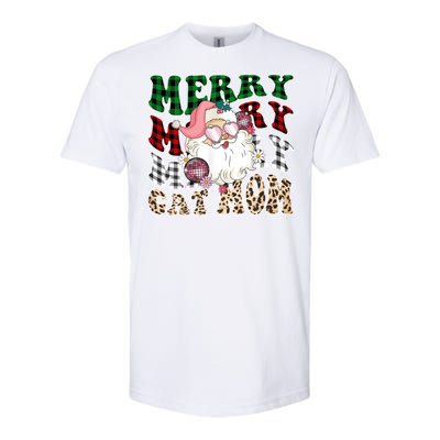 Merry Cat Mom Santa Leopard Plaid Christmas Cat Mom Meaningful Gift Softstyle CVC T-Shirt