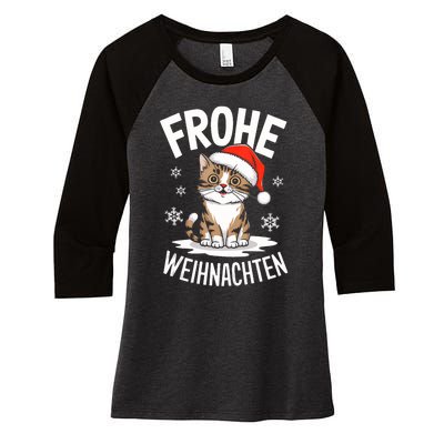 Merry Christmas Munchkin Cat Frohe Weihnachten Tank Top Women's Tri-Blend 3/4-Sleeve Raglan Shirt