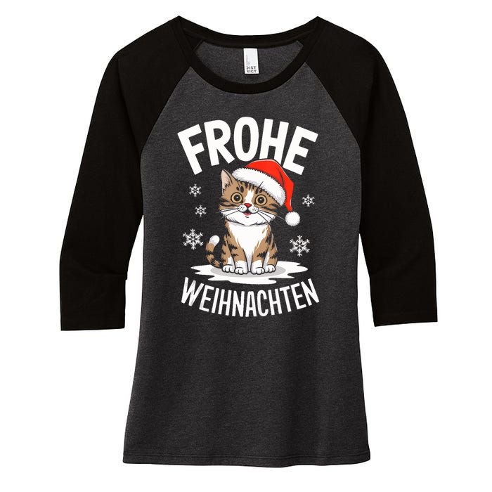 Merry Christmas Munchkin Cat Frohe Weihnachten Tank Top Women's Tri-Blend 3/4-Sleeve Raglan Shirt