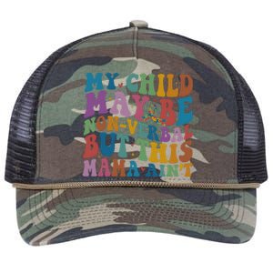 My Child May Be Nonverbal But This Mama Ain’T Autism Awareness Retro Rope Trucker Hat Cap