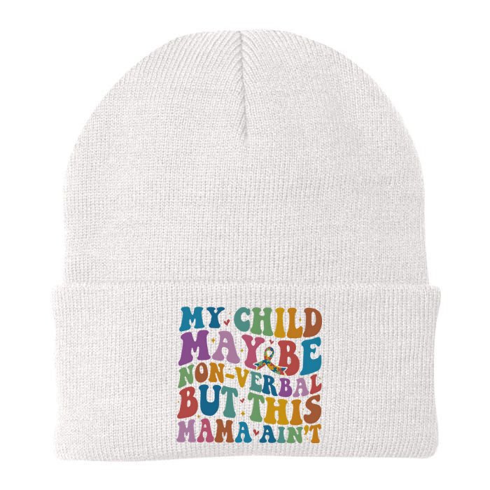 My Child May Be Nonverbal But This Mama Ain’T Autism Awareness Knit Cap Winter Beanie