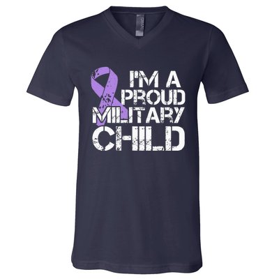 Military Child Month Purple Up Brat V-Neck T-Shirt